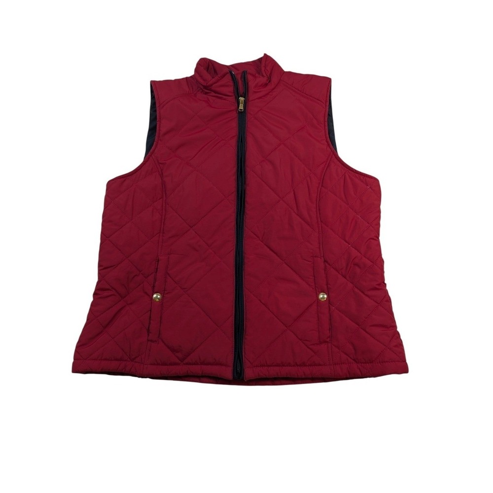Lauren Ralph Lauren Women's Quilted Vest Red Full Zip‎ Mock Neck Puffer Size XL